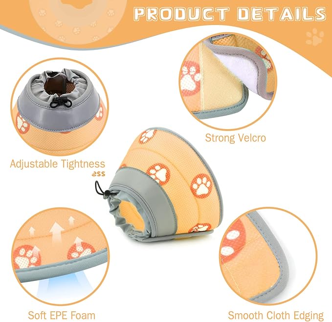 Cat Cone Collar Soft to Stop Licking After Surgery Cat Recovery Collar for Small Large Cats Adjustable Elizabethan Collar