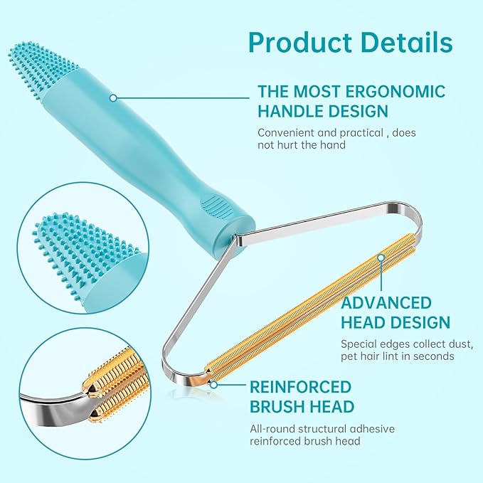 3-Pack Pet Hair Removal Tool,Dog Cat Hair Remover,Lint Shaver Cleaner Pro,Fur Removal Tool,Portable Carpet Scraper,Carpet Rake,Pet Hair Brush for Carpet,Clothes,Car Mats,Couch,Pet Bed,Furniture