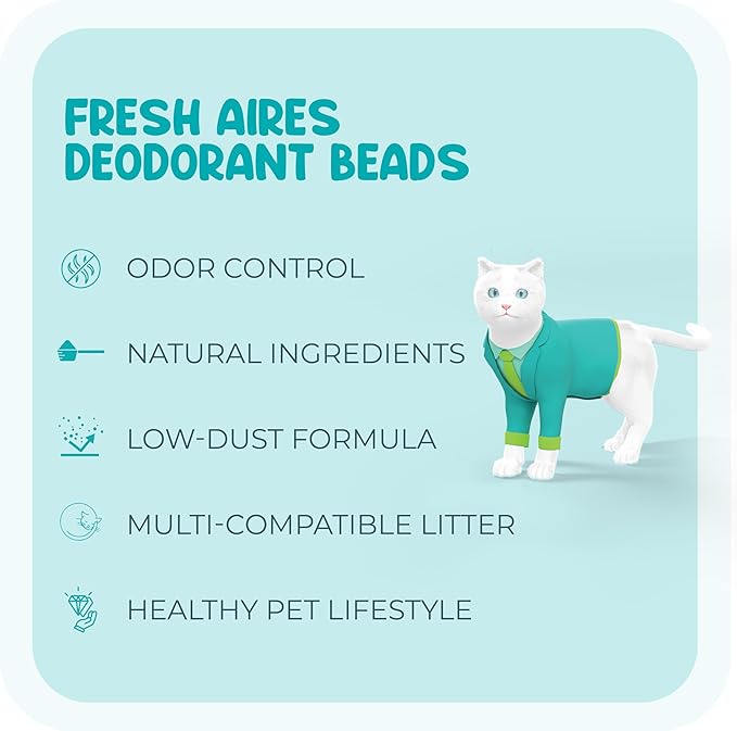 Deodorant Beads - Area Deodorizer for Cat Litter Boxes, Low-Dust, Non-Toxic, Superior Odor Control, Pet-Safe, Cleaner Air