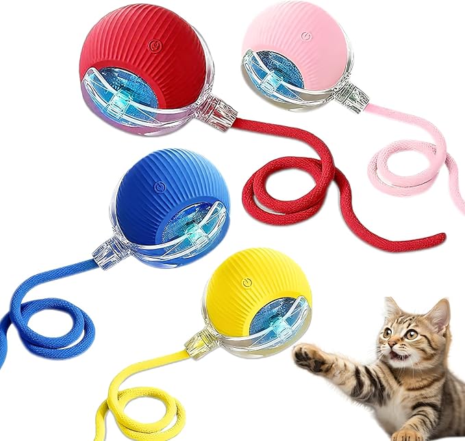 Cat Ball Toy,New Interactive Rolling Cats Dog Toy Balls 360° Smart Automatic Rolling Pet Ball, Fast Moving Toy for Dog,Interactive Toys for Cats (Pink)