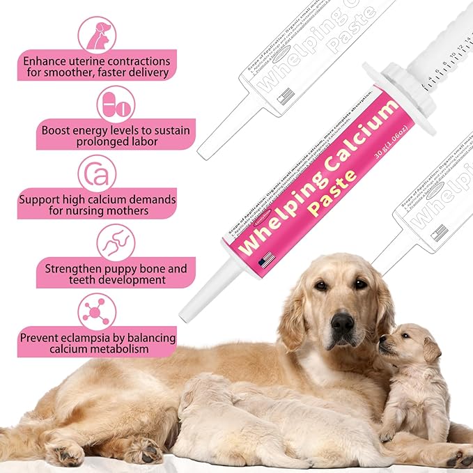 4 in 1 Whelping Kit for Dogs - Whelping Calcium Paste, Probiotic Paste, Fading Puppy Support & Puppy Milk Replacer - Essential Dog Whelping Supplies for Safe Delivery, Strong Puppies & Nursing Support
