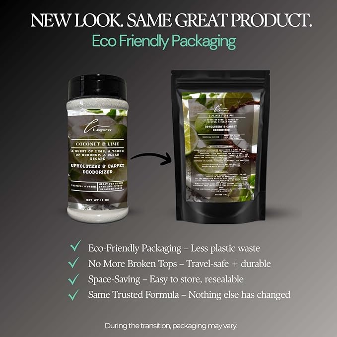 Coconut & Lime Carpet Freshener Powder: Powerful Odor Eliminator for Home, Upholstery Deodorizer, Carpet Deodorizer, Pet Urine, Cat Litter Box - Coconut Lime Verbena Fragrance