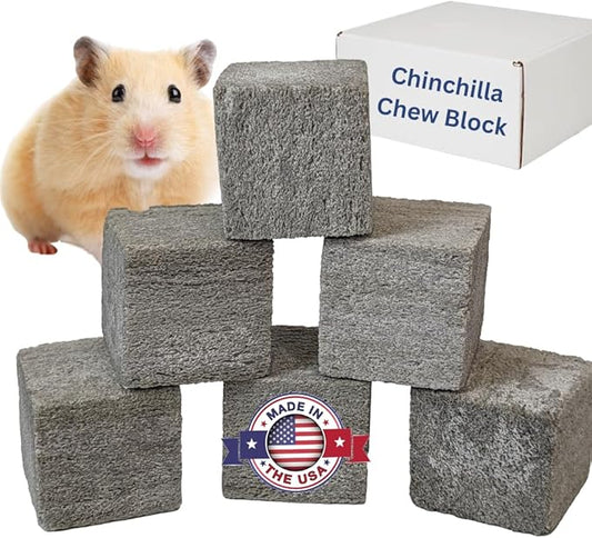 Chinchilla Chew Toys, Pumice Chew Blocks, Lava Block for Hamster, Rat, Mice, Degus, Gerbils, Small Animal Toys, Guinea Pigs, Rabbit Toy, Bunny Toy by Billy Buckskin (Pack of 6)Mined in USA