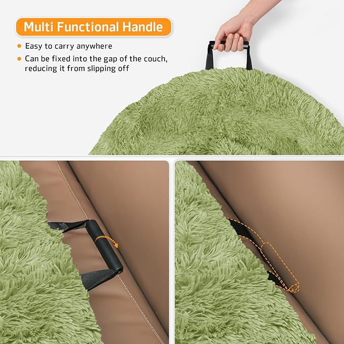 GGIB Calming Dog Bed Fluffy Plush Dog Mat for Furniture Protector with Removable Washable Cover for Large Medium Small Dogs and Cats (Large, Grass Green)