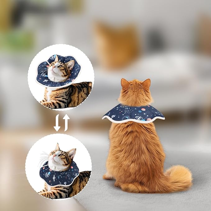 Cat Cone Collar Soft, Cat Recovery Collar to Stop Licking, Protective Cat Neck Cone After Surgery for Small Medium Cats Kittens Puppies
