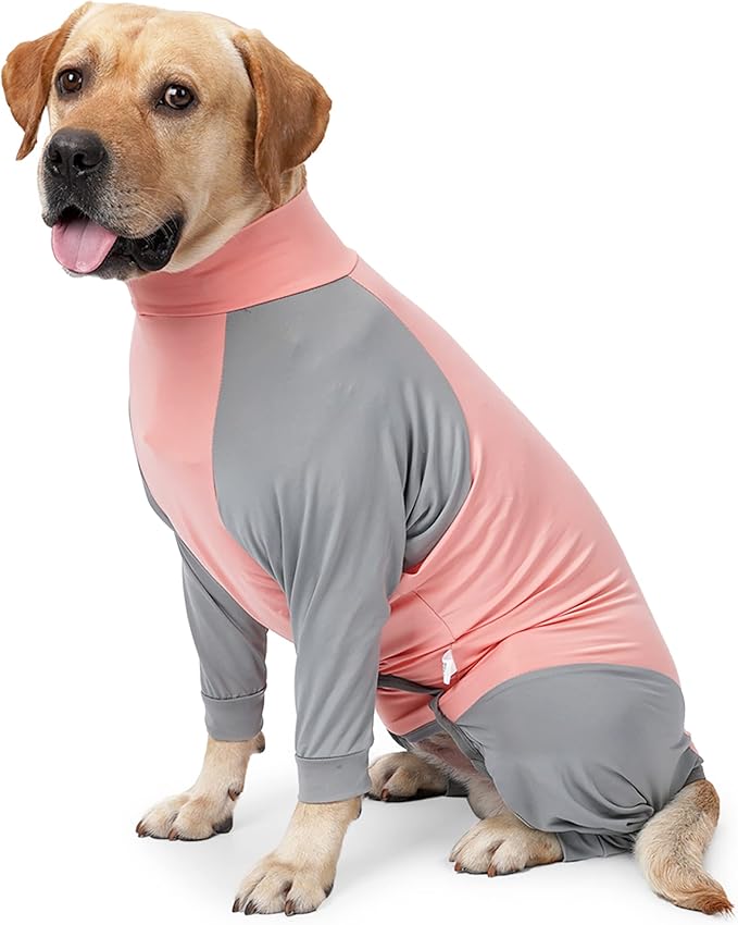 Dog Recovery Suit, Abdominal Wound After Surgery Wear, Prevent Licking Wounds, E-Collar & Cone Alternatives, Long Sleeve Postoperative Shirts Dog Bodysuit Prevent Shedding(Medium, Pink)