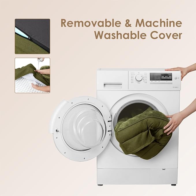 EHEYCIGA Orthopedic XL Dog Beds, Waterproof Memory Foam Dog Bed for Extra Large Dogs, Non-Slip Bottom and Egg-Crate Foam Big Pet Couch Bed with Washable Removable Cover, Olive Green