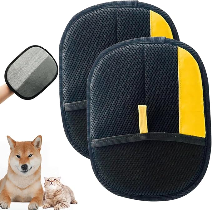 2PC Pet Hair Removal Glove,2025 New Reusable Pet Hair Removal Tool, Suitable for Bed Sheets, Sofas, Clothes, Carpets, Car Seats, and Static Gloves for Dogs and Cats