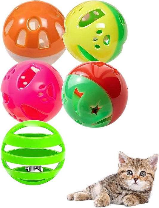 5-Pack Cat Toy Balls with Bells for Kittens and Indoor Cats, Snuggle Play (1.5'', Basic Cat Toy Set)