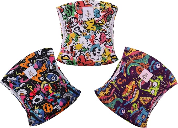 CuteBone Dog Diapers Male Washable Belly Band for Male Dogs Wraps Black 3pcs a Pack DM55S