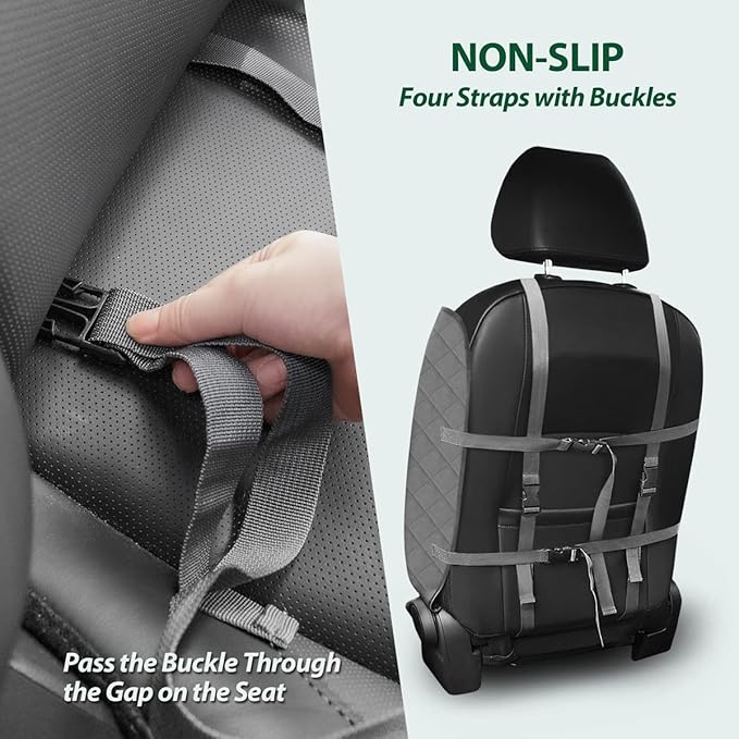 Dog Car Front Seat Cover with Side Flaps & Buckle Straps for Pet, 100% Waterproof 600D Oxford Single Seat Protector Heavy Duty Quilted Scratch Proof, Universal Size for SUV Truck, Grey