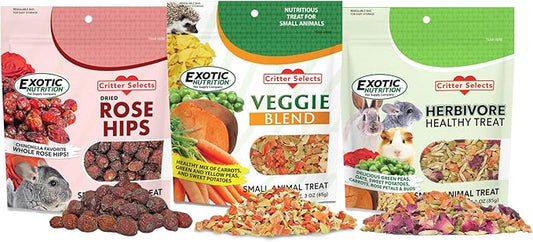 Exotic Nutrition Herbivore Treats (3 Pack) - for Guinea Pigs, Rabbits, Hamsters, Gerbils & More