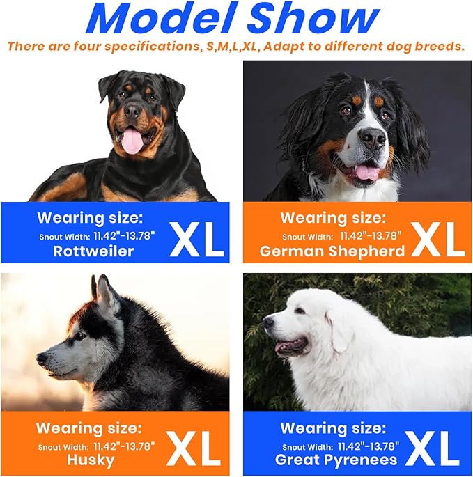 Dog Muzzle, Basket Muzzle for Small Medium Large Dogs, Anti-Biting and Chewing, Lightweight & Sturdy Cage Design, Allows Panting & Drinking, Ideal for Grooming & Training(Blue Size XL)