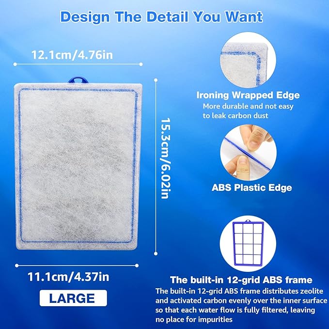 9 Count Assembled Large Filter Cartridges Compatible with Tetra Whisper Bio-Bag Filters 20i 40i IQ20/30/45/60 PF20/30/40/60, Large Replacement Filter Cartridges for Whisper Filters & Aquariums