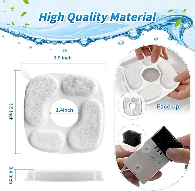 Cat Fountain Filters for 95 oz/2.8 Liter Automatic Pet Fountain Cat Fountain (12 Filters+12 Sponges)