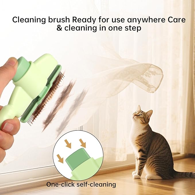 Flea Comb and Pet Hair Removal Glove for Cats & Dogs Brush for Shedding Pet Hair Removal Comb with Long & Short Stainless Steel Teeth for Deshedding & Clothing/Couch/Furniture/Carpet/Car Seat