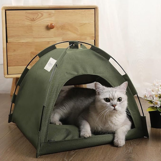 Cat Tent – Lightweight & Breathable Waterproof Shelter Designed for Indoor/Outdoor Adventures, Giving Your pet Safe Outdoor Exploration Joy. (Olive Drab, 19.7×19.7in)