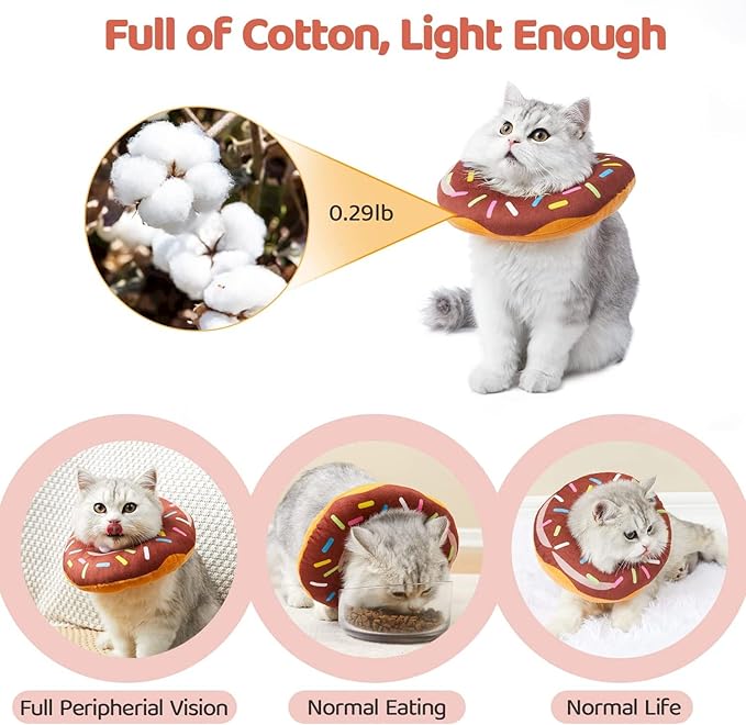 Amakunft Adjustable Cat Cone Collar Soft, Cat Recovery Collar, Cone for Cat After Surgery, Cat Neck Cone, Elizabethan Collar for Cat and Kitten (Donut M (Neck:6"-13"))