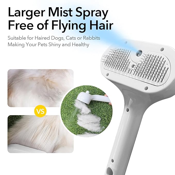 Cat Steam Brush for Shedding, Self Cleaning Cat Brush with Water Spray, 3-in-1 Design for Massage, Hair Removal, and Cleaning, Steamy Brushes for Indoor Cats and Dogs (Blue)