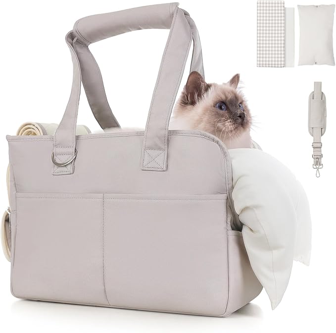 Dog Carriers for Small Dogs, Soft Sided Folding Small Dog Carrier for Dogs Medium Cats Puppies up to 13 Lbs, Washable Breathable Puppy Carrie Carrier for Outdoor Travel (Small Gray)