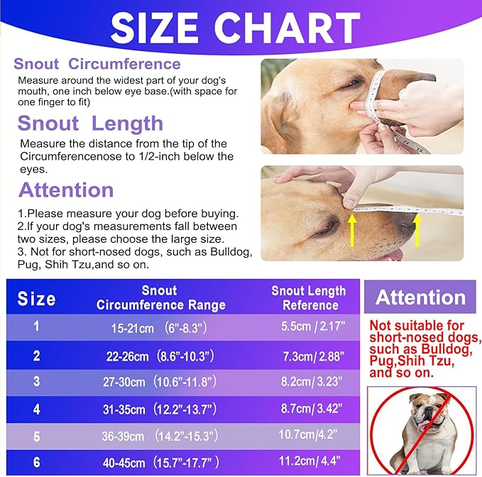 Dog Muzzle, OKKIC Basket Muzzle Anti Biting Chewing, Sturdy Lightweight Muzzle Allows Panting Drinking,Muzzle for Small Medium Large Dogs, Suitable for Grooming Trimming Training (Transparent, Size6)