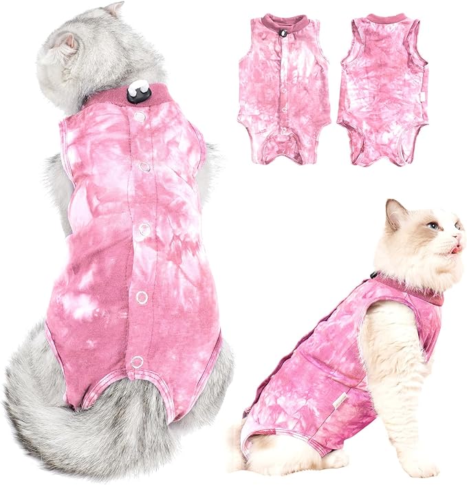 Cat Recovery Suit, Cat Onesie, Pink, S
