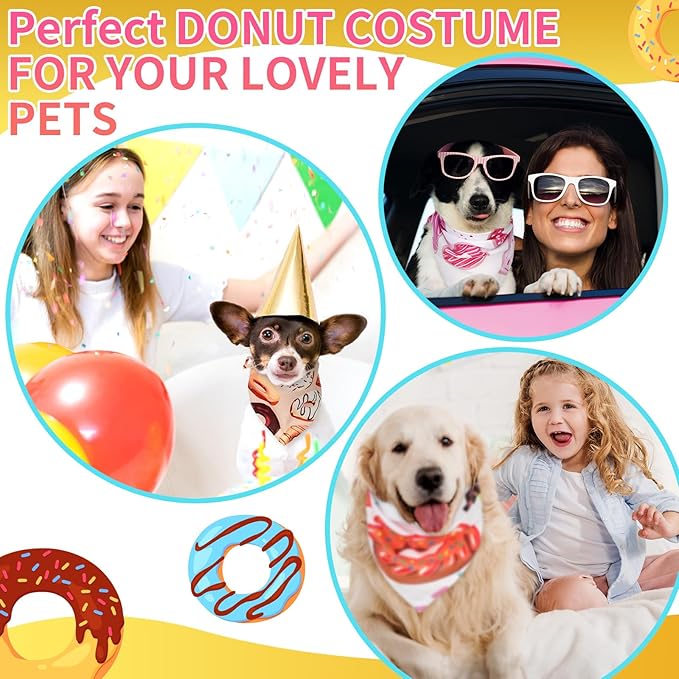 100 Pcs Dog Bandanas Bulk Pet Bibs Colorful Triangle Scarf Pet Bandanas for Medium Large Dogs Spring Summer Birthday Costume Decoration (Donut)