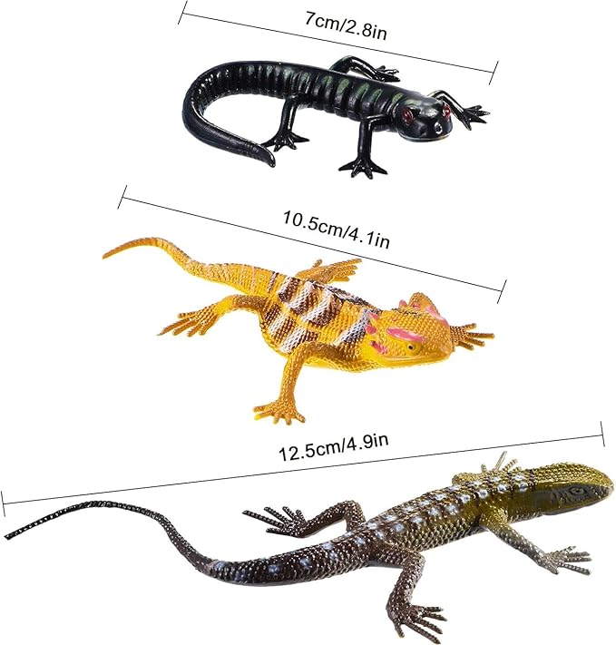 12PCS Mini Lizard Figurines Set – Small Realistic Reptile Toys, Soft Plastic Animal Models for Kids Learning, Party Favors, Diorama Decorations, and Collectors