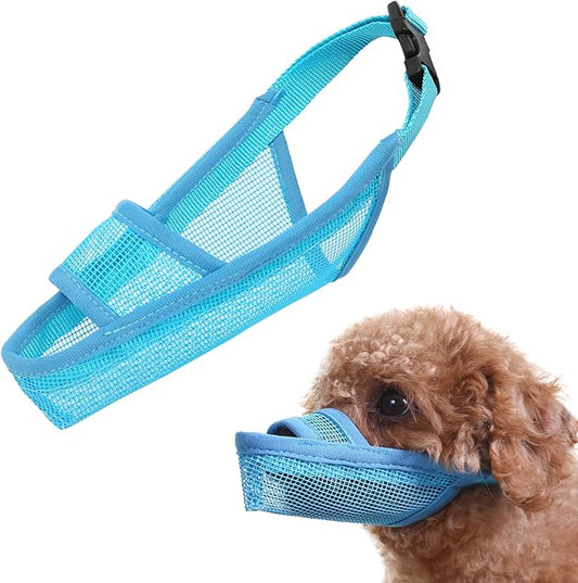 Crazy Felix Nylon Dog Muzzle for Small Medium Large Dogs Dachshund Beagle Poodle Labrador, Air Mesh Breathable and Drinkable Pet Mouth Guard for Anti-Biting Chewing Scavenging(XXXS, Blue)