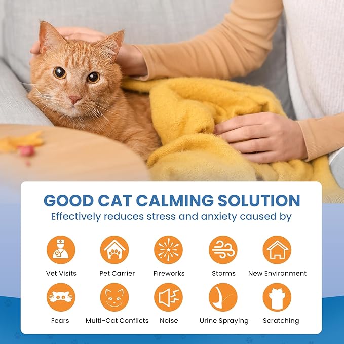 Cat Calming Diffuser, Cat Pheromones Calming Diffuser, Multicat Calming Diffuser, Relaxing Pheromone for Cat Relief Stress Anxiety Fighting Scratching, 2 Diffuser 4 Refill(48ml)