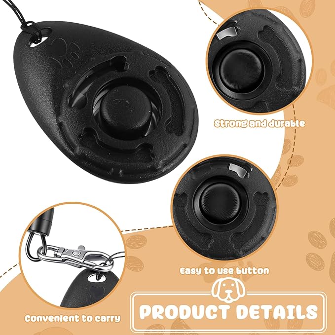 Frienda 18 Pieces Dog Training Clicker, Pet Behavioral Training Clickers with Wrist Strap for Dogs Cats Puppy Birds Horses(Black)