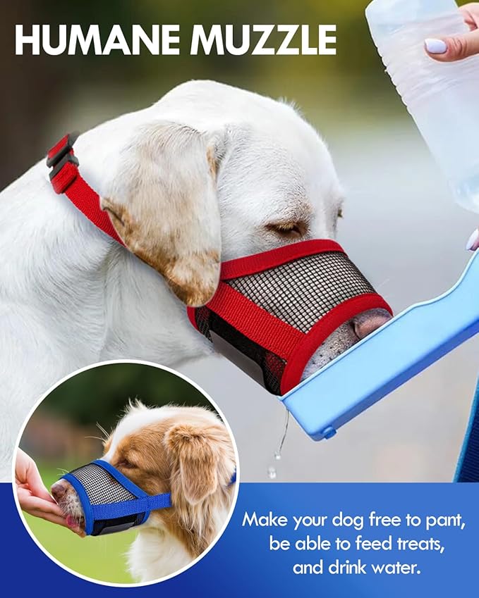 Dog Muzzle, Soft Air Mesh Muzzle for Small Medium Large Dogs Anti Biting Barking Chewing, Breathable Drinkable Adjustable Loop Pets Muzzle for German Shepherd Husky Labrador Retriever (Red,XL)