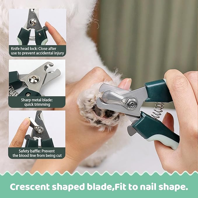 8-in-1 Pet Grooming Kit for Dogs & Cats - Includes Slicker Brush, Nail Clippers, Comb, Scissors, Toothbrush & Collapsible Bowl - Deshedding, Hair Trimming & Care Set, Travel Bag