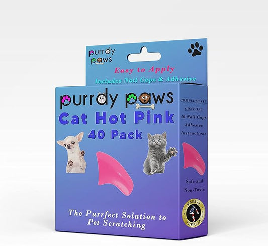 40 Pack Soft Nail Caps for Cat Claws HOT Pink Large