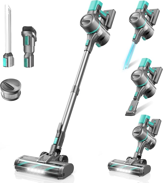 DEVOAC S10K Cordless Vacuum Cleaner, 45Kpa 50mins Lightweight Stick Vacuum with Powerful Suction for Home, Rechargeable, Self-Standing, Handheld Vacuum Cleaners for Hardwood Floors, Carpets, Pet Hair