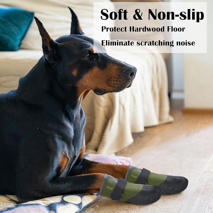 Dog Shoes Lightweight Dog Boots-Breathable Knitted Paw Protector with Adjustable Strap for Hot Pavement, Rain Walking, Hardwood Floors Anti Slip Reduce Noise, Prevent Licking Paws(Green,M)