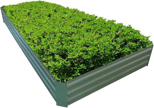 8x4x1ft Metal Raised Garden Bed Kit，Galvanized Garden Bed Box for Vegetables, Flowers, Herbs, and Succulents,240 Gallon Capacity - Green