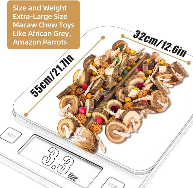 Extra Large Bird Parrot Toys- 21.7 inch Multicolored Natural Wooden Walnut Parrot Chewing Toy Suggested for Macaws cokatoos, African Grey and a Variety of Amazon Parrots. (Large Size)