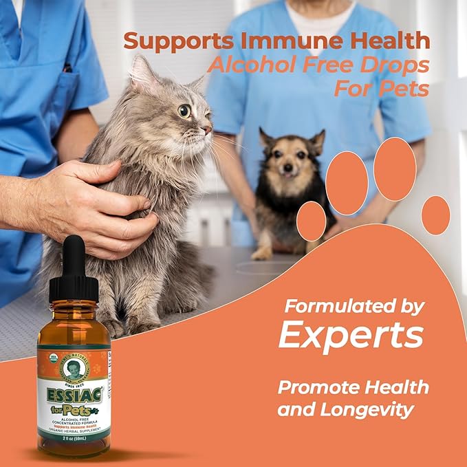 Essiac for Pets | USDA Organic | Daily Drops for Immune Support and Longevity | Pre-Measured Dropper | Alcohol Free Concentrated Formula | 2oz (59ml)