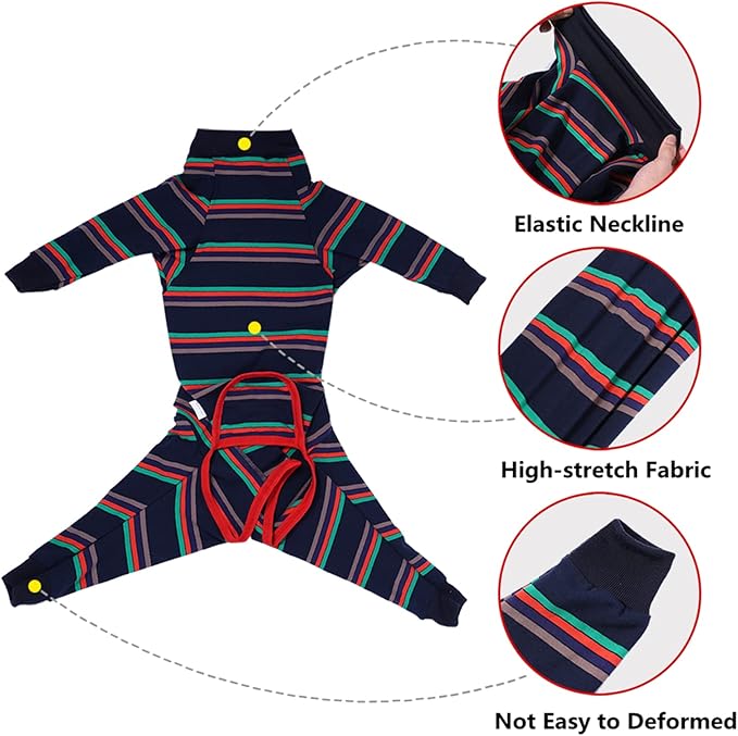 Dog Recovery Suit, Abdominal Wound After Surgery Wear, Prevent Licking Wounds, E-Collar & Cone Alternatives, Long Sleeve Postoperative Shirts Dog Pajamas Prevent Shedding(2XL, Blue)