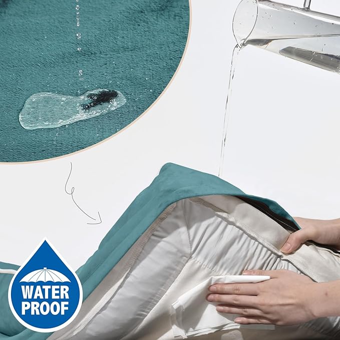 Comfort Expression Medium Dog Beds Waterproof Orthopedic Foam Dog Sofa Beds for Medium Large Dogs Comfy Pet Bed with Washable Removable Cover & Non-Slip Bottom(Medium,Washed Blue)