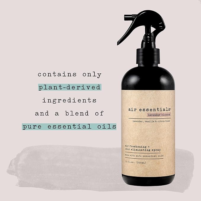 Air Essentials Air Freshener & Odor Eliminator Spray - 12 oz, Pack of 2 - Made with Pure Essential Oils - Lavender Blossom Scent