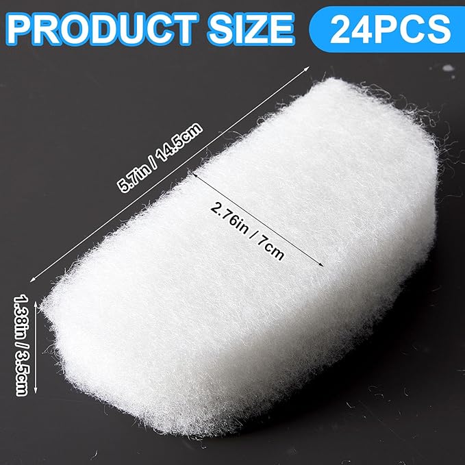 24 Pcs Filter Media Compatible with Fluval 106/107/206/207 Canister Filter Media Aquarium Polishing Pads 5.71 x 2.76 x 1.38 Inches Fish Tank Aquarium Accessories Replacement