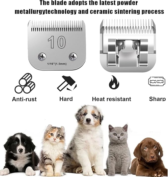 7PCS Dog Grooming Blades Compatible with Andis Dog Clippers,Dog Clipper Blades Compatible with Oster A5,Wahl km10 Dog Clippers for Animal Dog Cat Horse,Stainless-Steel Blade Sharp
