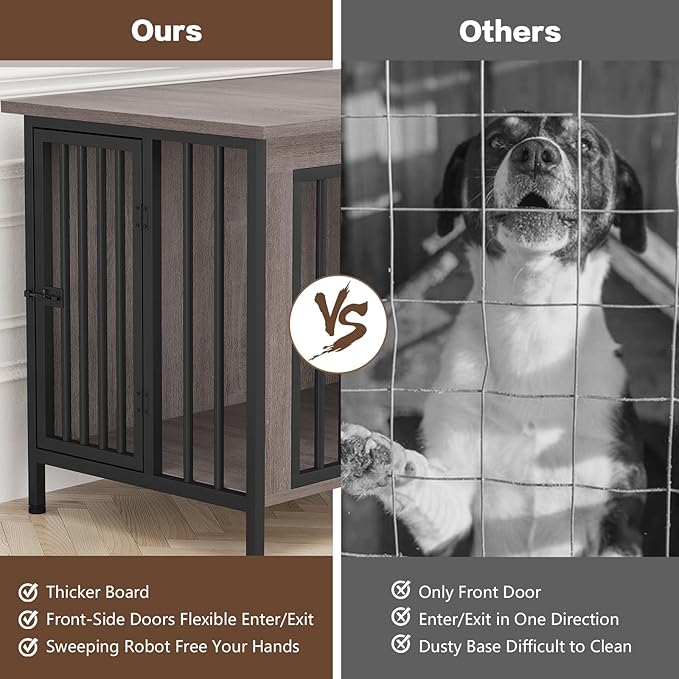 EasyCom 31.5" Small Dog Crate Furniture, Chew-Resistant Dog Crates for Small and Medium Dogs, Dog Kennel Furniture Indoor with 2 Doors and 3.94" Raised Feet, as TV Stand, End Table, Crate Table