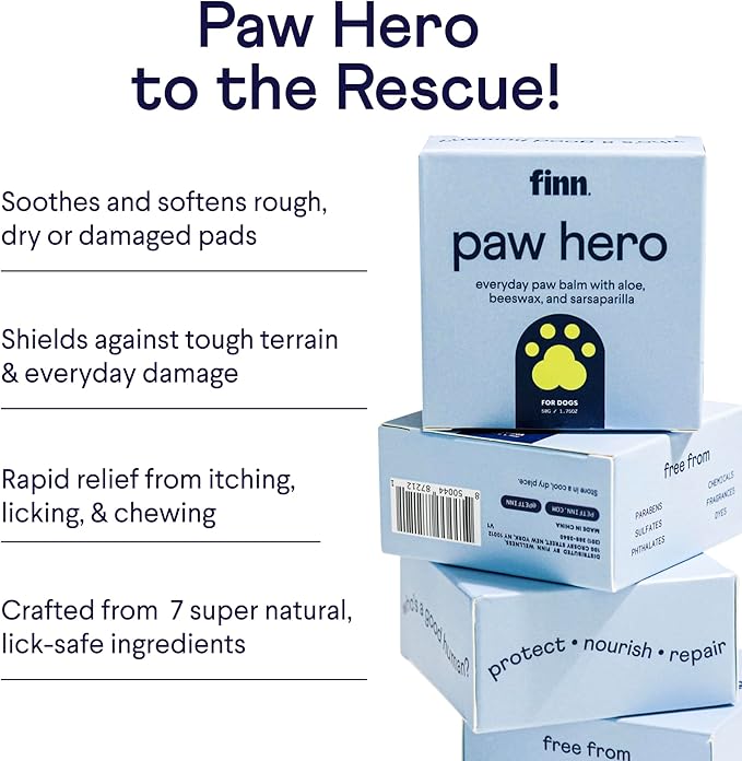 Finn Paw Hero | Natural Revitalizing Dog Paw Balm | Protect, Nourish & Repair from Wear, Damage & Dryness - 1.75 oz