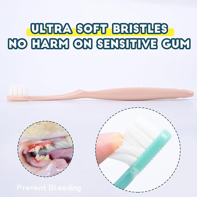 Dog Toothbrush Kit 2 Pack, Ultra Soft Pet Tooth Brush for Medium to Large Dogs & Cats, Animal Teeth Brushing Kit for Easy Dental Cleaning, 2 Pcs, Pink