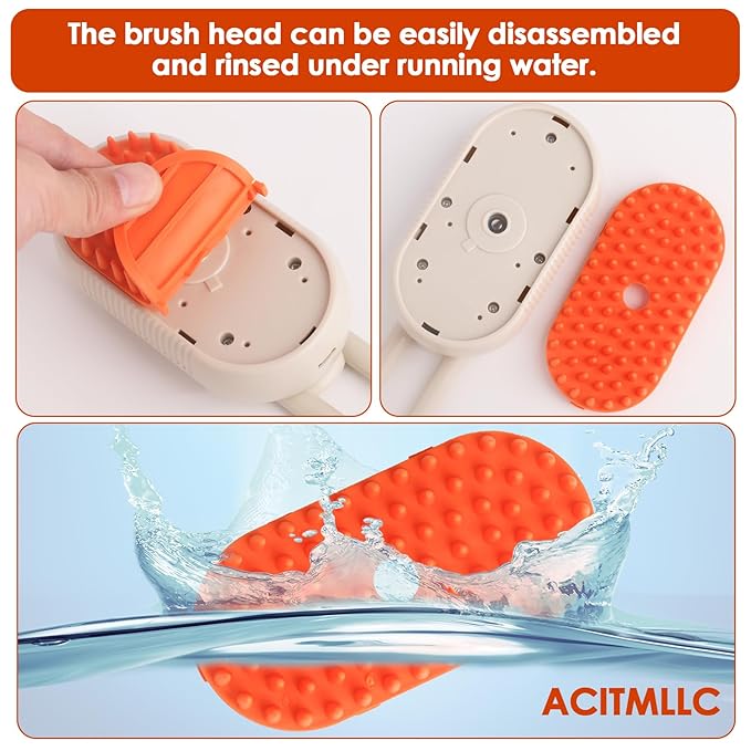 Cat Steam Brush for Shedding & Deshedding - 4-in-1 USB Rechargeable Pet Hair Removal Comb with Water Tank, for Indoor Long/Short Haired Cats & Dogs, Grooming Massage & Cleaning (Khaki)