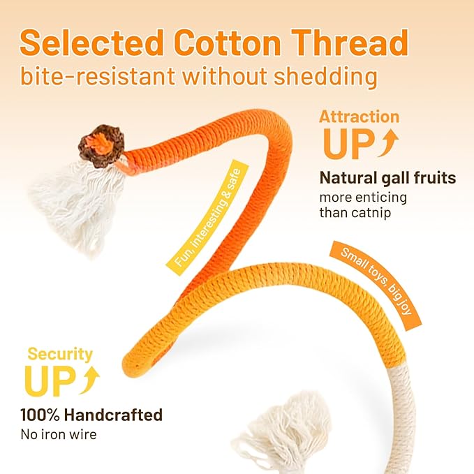 Cat Toys Chew Ropes,3Pcs Natural Catnip Chewing Rope,Safe Teeth Cleaning Toy for Indoor Kittens,Interactive Cat Nip Kitty Toys for 24 Inches All Breeds