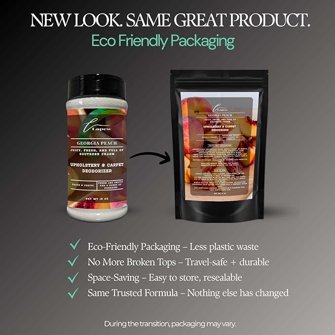 Georgia Peach Carpet Freshener Powder: Powerful Odor Eliminator for Home, Upholstery Deodorizer, Carpet Deodorizer, Pet Urine, Cat Litter Box - Georgia Peach Fragrance